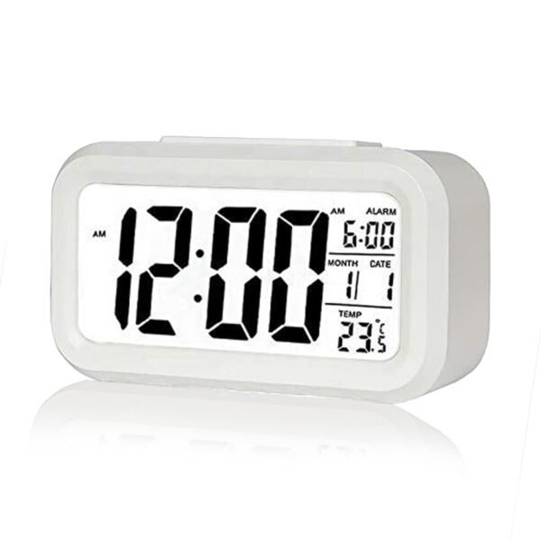 Digital Alarm Clock,Battery Operated Small Desk Clocks,with Date,Indoor Temperature,Smart