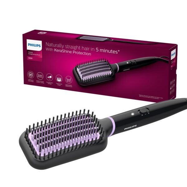 PHILIPS Hair Straightener Brush - 5X Better Frizz Free Hair In 5Min